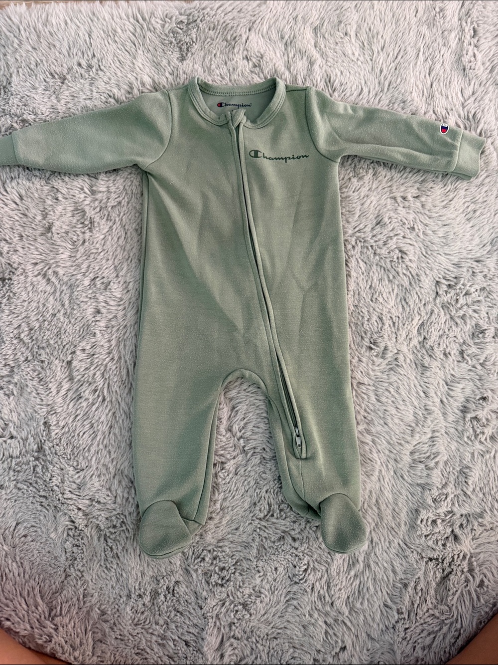 Champion Sage Green Baby Fleece Footed One-Piece
